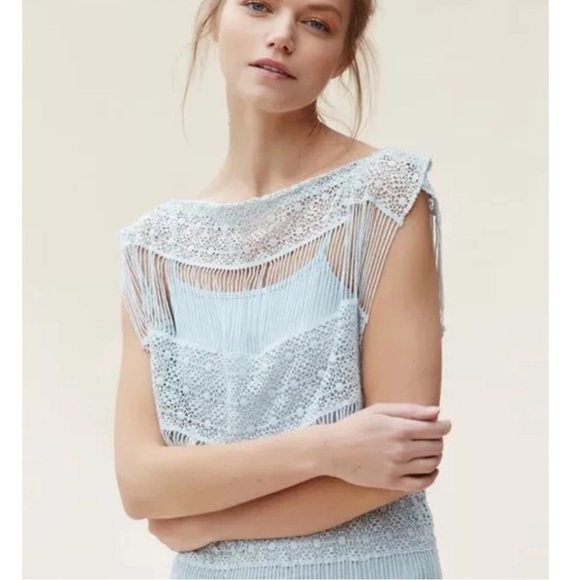 Anthropologie x Callahan Crochet Fringe Maxi Dress Size Large Blue Size M - Picture 5 of 10